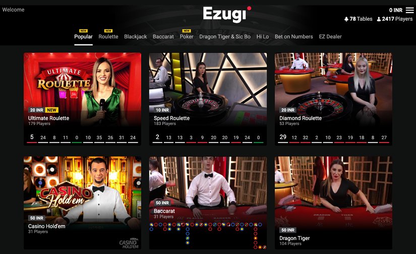 Best live games Ezugi