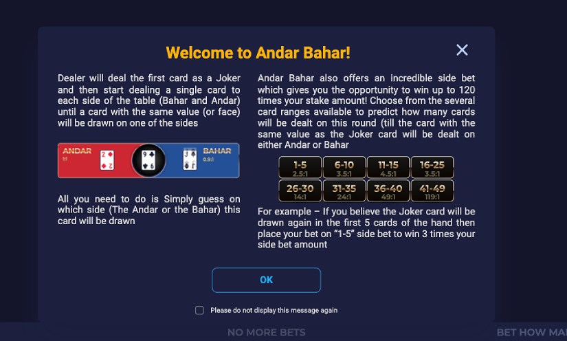 Rules of the game Andar Bahar