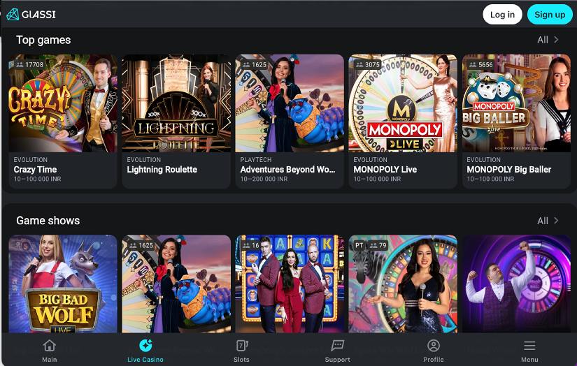 glassi live casino